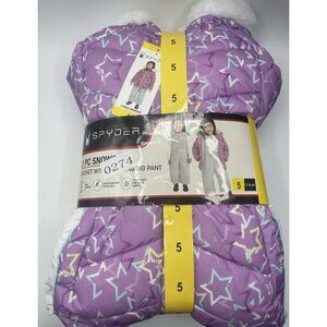Spyder Snow Bib Pants And Jacket Girls Size 6 Pink Blue Stars Set Outfit